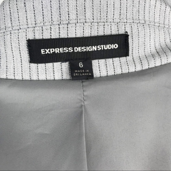 EXPRESS DESIGN STUDIO Gray Pinstripe Blazer Jacket - Picture 6 of 8